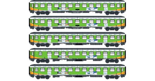 LS Models 46034 5er Set Personenwagen Bvcmz+Bvcmbz Alpen-Sylt-Express, Ep.VI